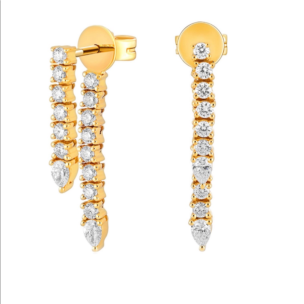Elegant Gold And Silver Drop Earrings 2200$